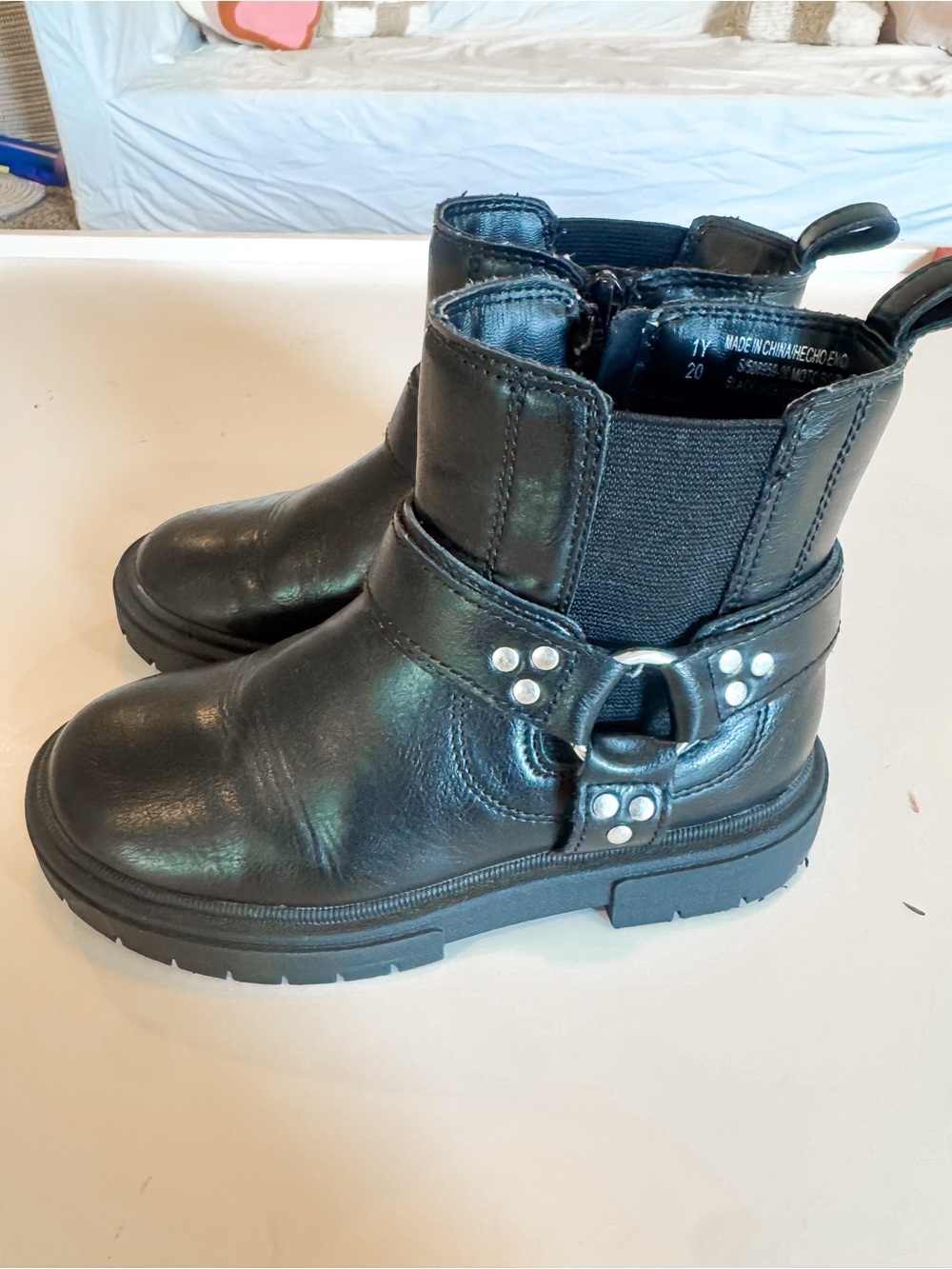 Old Navy Black Leather Moto Boots